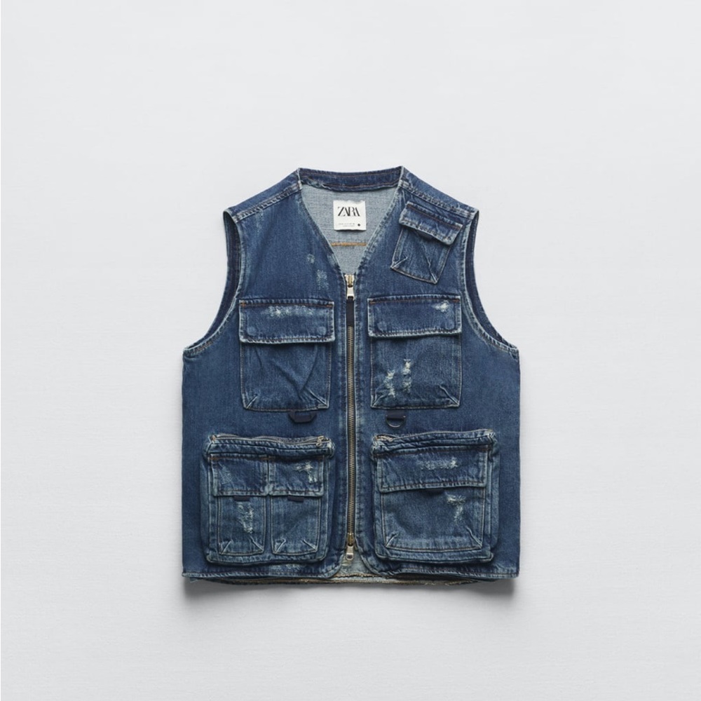 Denim Cargo Vest